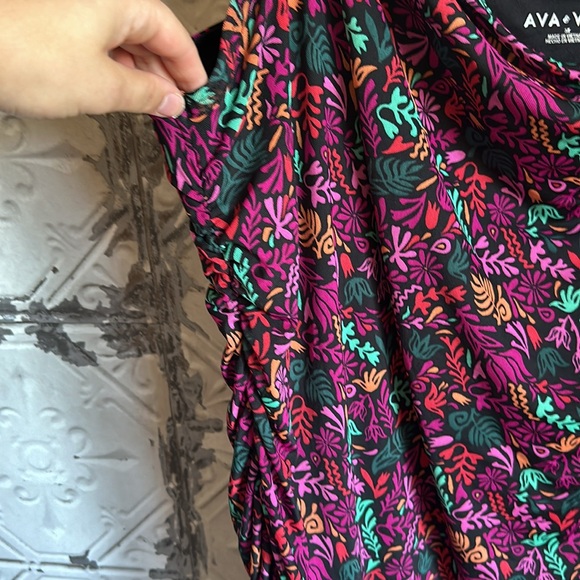 Fuchsia floral patterned ruched tank dress - Picture 3 of 11